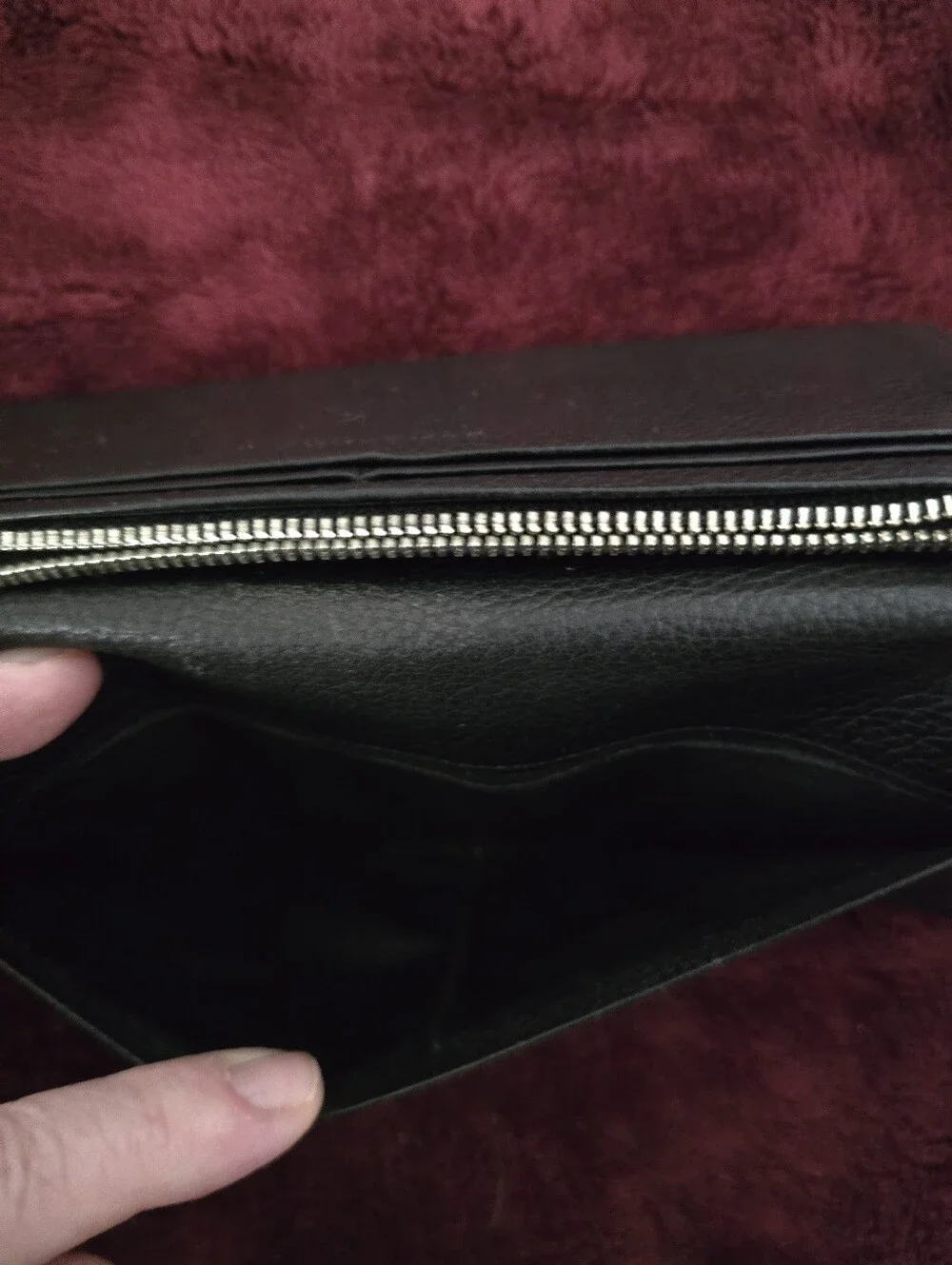 Burberry Black Leather Long Bifold Wallet EUC
